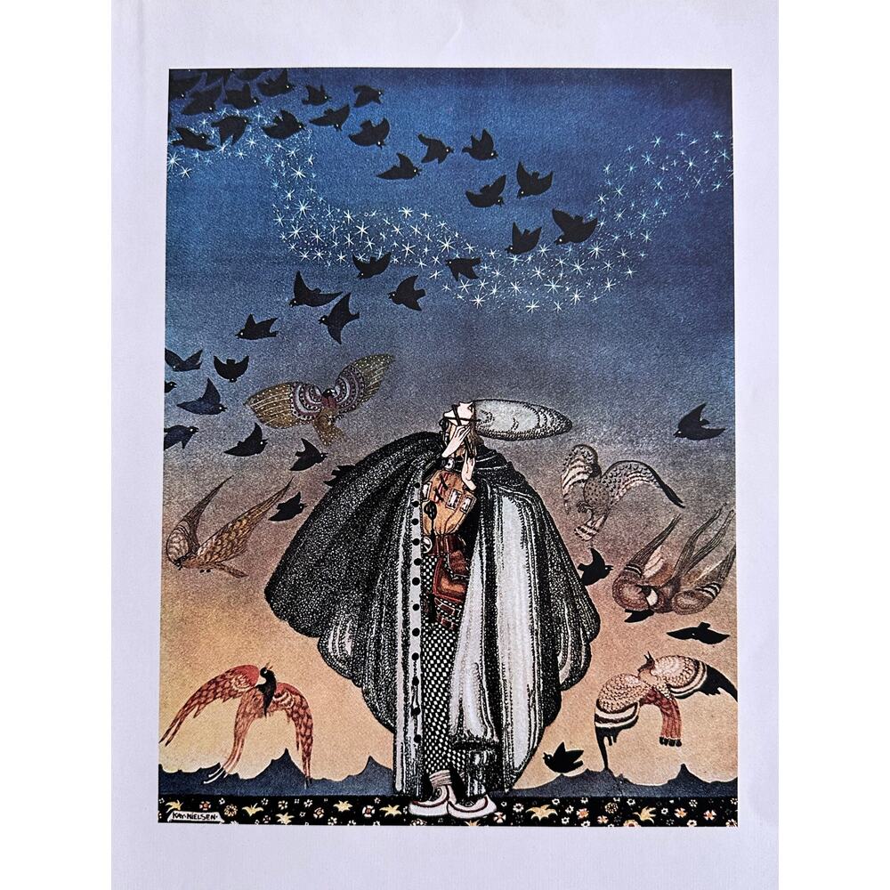 Pipe Player, Birds, Whistler, The Three Princesses, Art Nouveau, Kay Nielson, Un